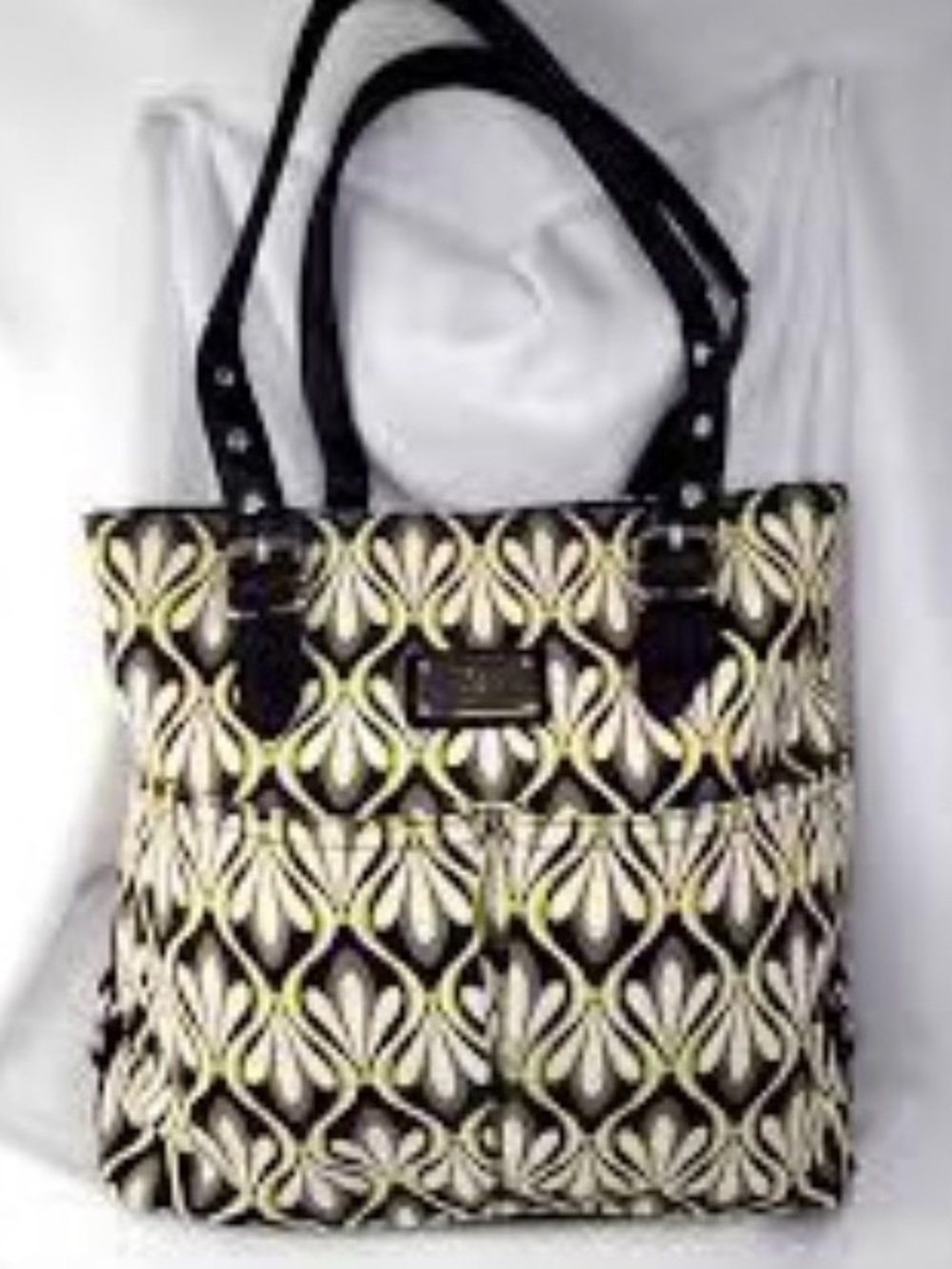 Relic by Fossil Retro Geometric Tote Shoulder Bag Black White Gold 10x12” EUC